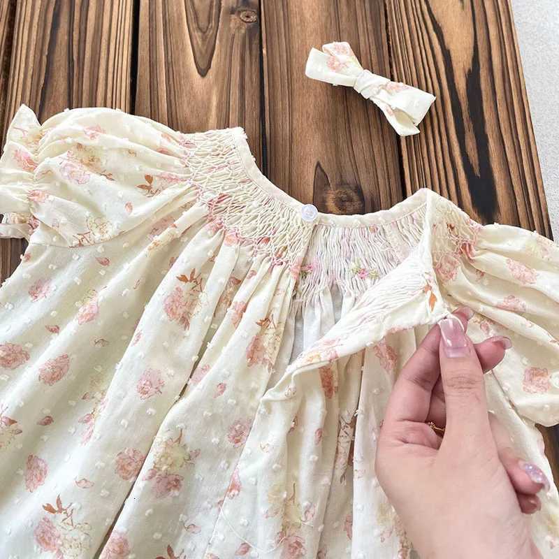 2025 New Summer Sister Clothing 1-6Yrs Kids Princess Dresses Short Sleeved Cotton Print Baby Girl Birthday Party Wedding DressT260330
