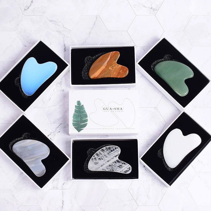 Wholesale Jade Guasha Tool Care Face Massager Natural Stone Crystal Massage Beauty Body Traditional SPA Healing Health Tools 260316