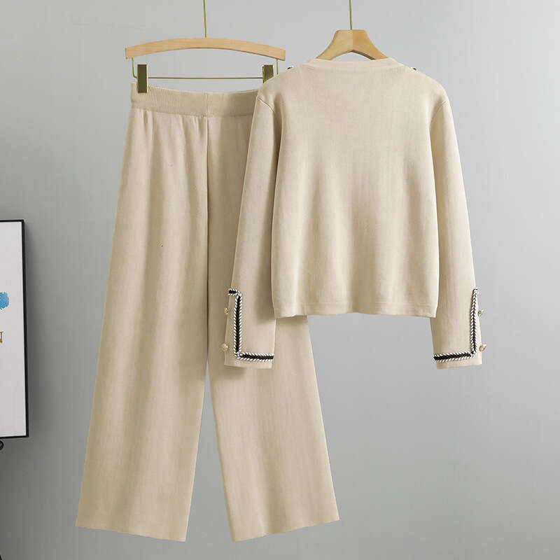 Cross Border Autumn Winter Korean Fashionable Elegant Knitted Cardigan For Women Stylish Slimming Two Piece Set Luxury