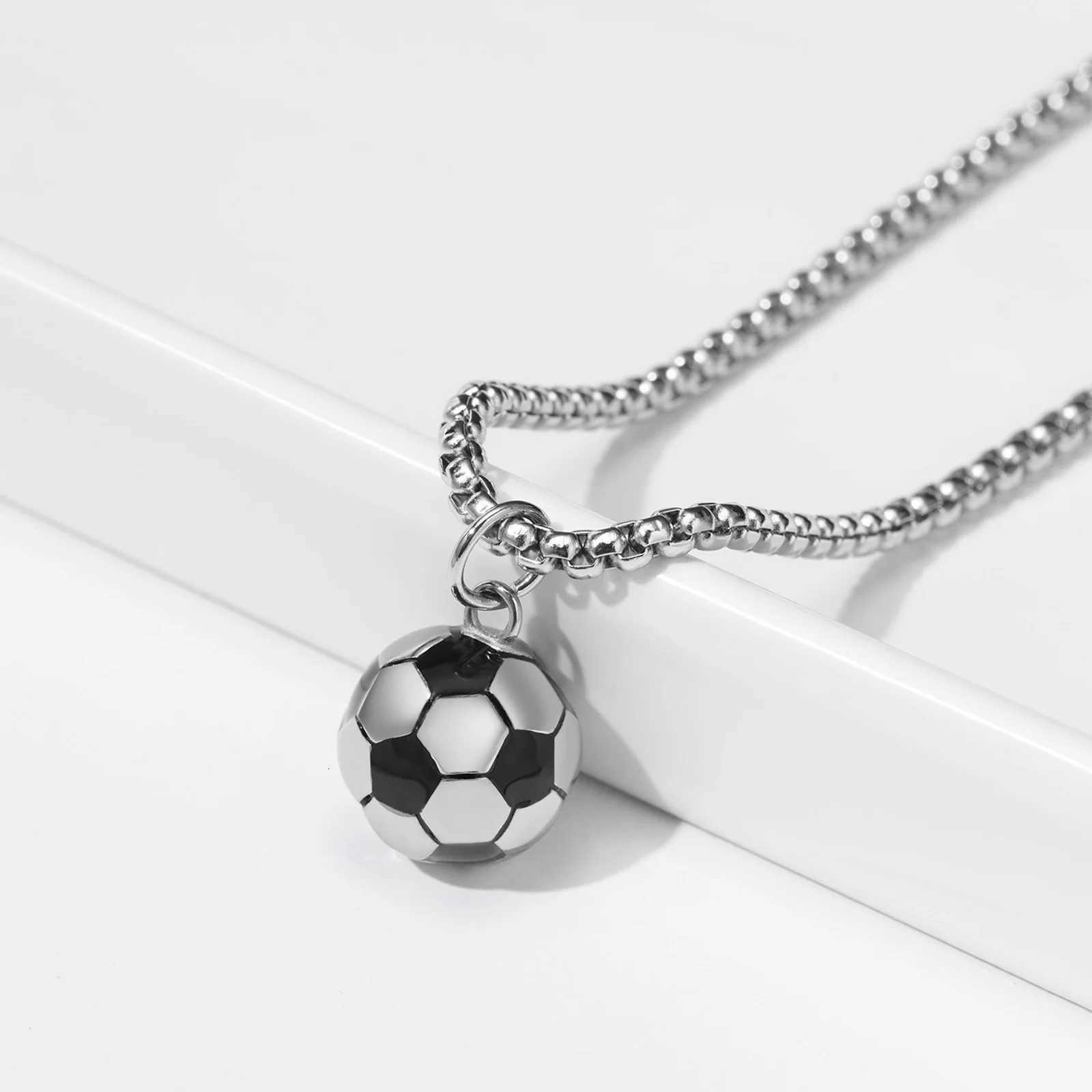 Stainless Steel 3D Football Necklaces for Mens BoysSolid Ball Stainless Steel Pendant NecklacesWorld Cup Football Fan Gifts Z260330