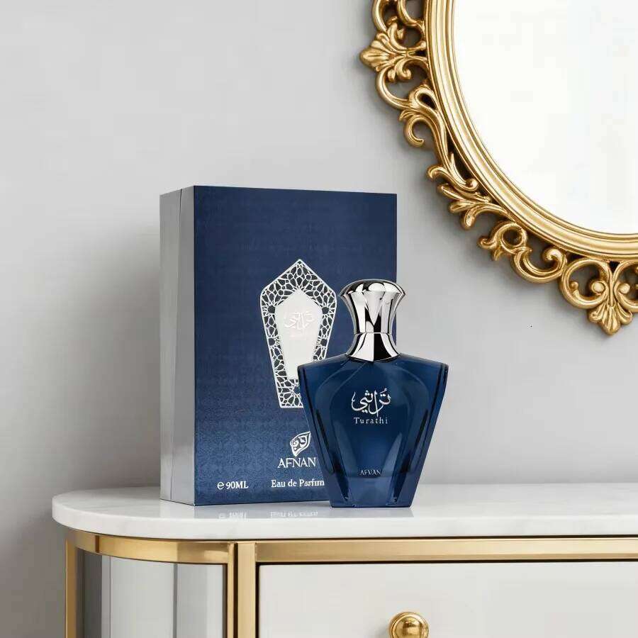 Afnan Turathi Blue Eau de Parfum Spray for Men, 3.0 Oz/90ml, Luxury Leather Citrus Scent, Refreshing & Long-Lasting 26Y0330