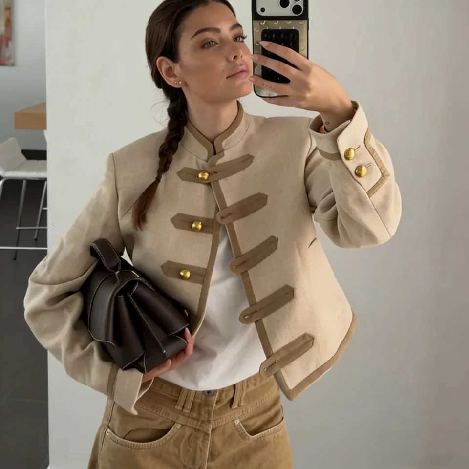 Spring New Khaki Pocket Vintage Jackets Women Elegant Single Breasted Slim Short Coat 2026 New Chic Women Outwear StreetwearT260328