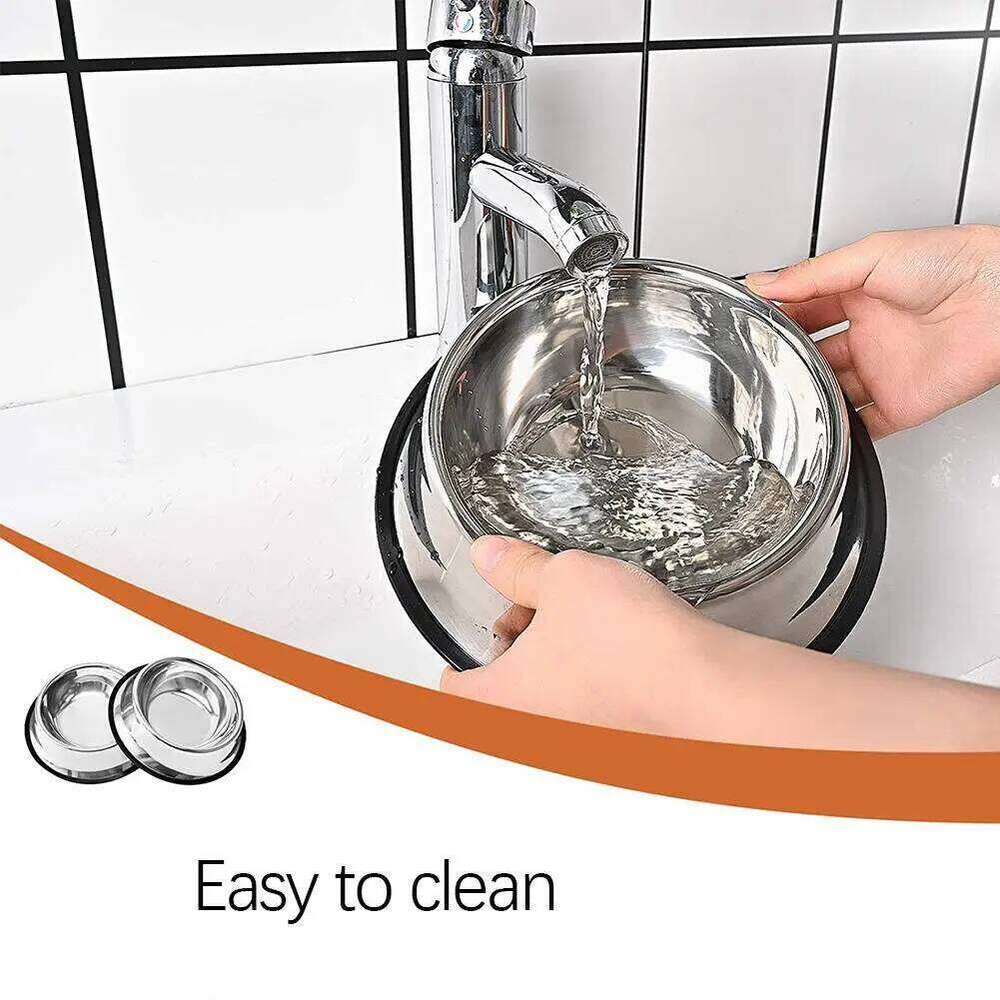 Capacity Steel Pet Feeding Cat and Dog Food Drinking Bowl Feeder Dish for Small Large Dogs Cats 26W0330