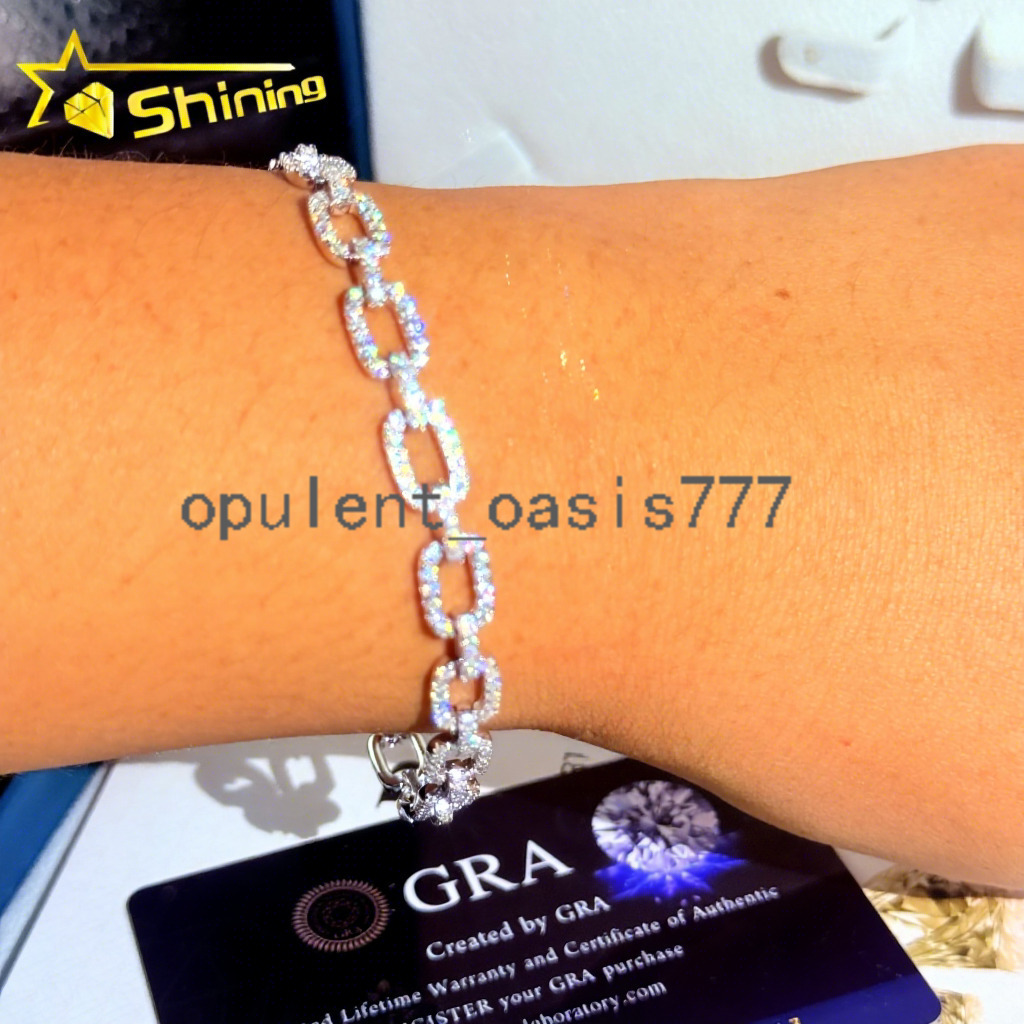 New Arrivals S925 Solid Silver Hip Hop Jewelry VVS1 Moissanite Iced Out GRA Certificate Infinity France Bracelet Men Women