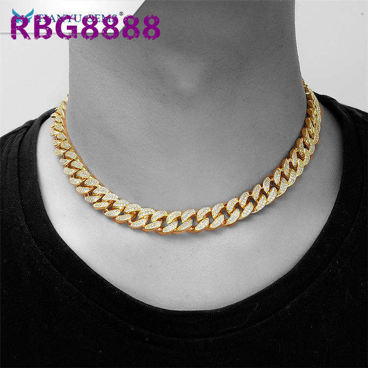 Tianyu Gems Ice Out Jewelry Chain Hip Hop Moissanite Diamonds Customized Cuban Link 14k 18k Pure Gold Chains Necklace