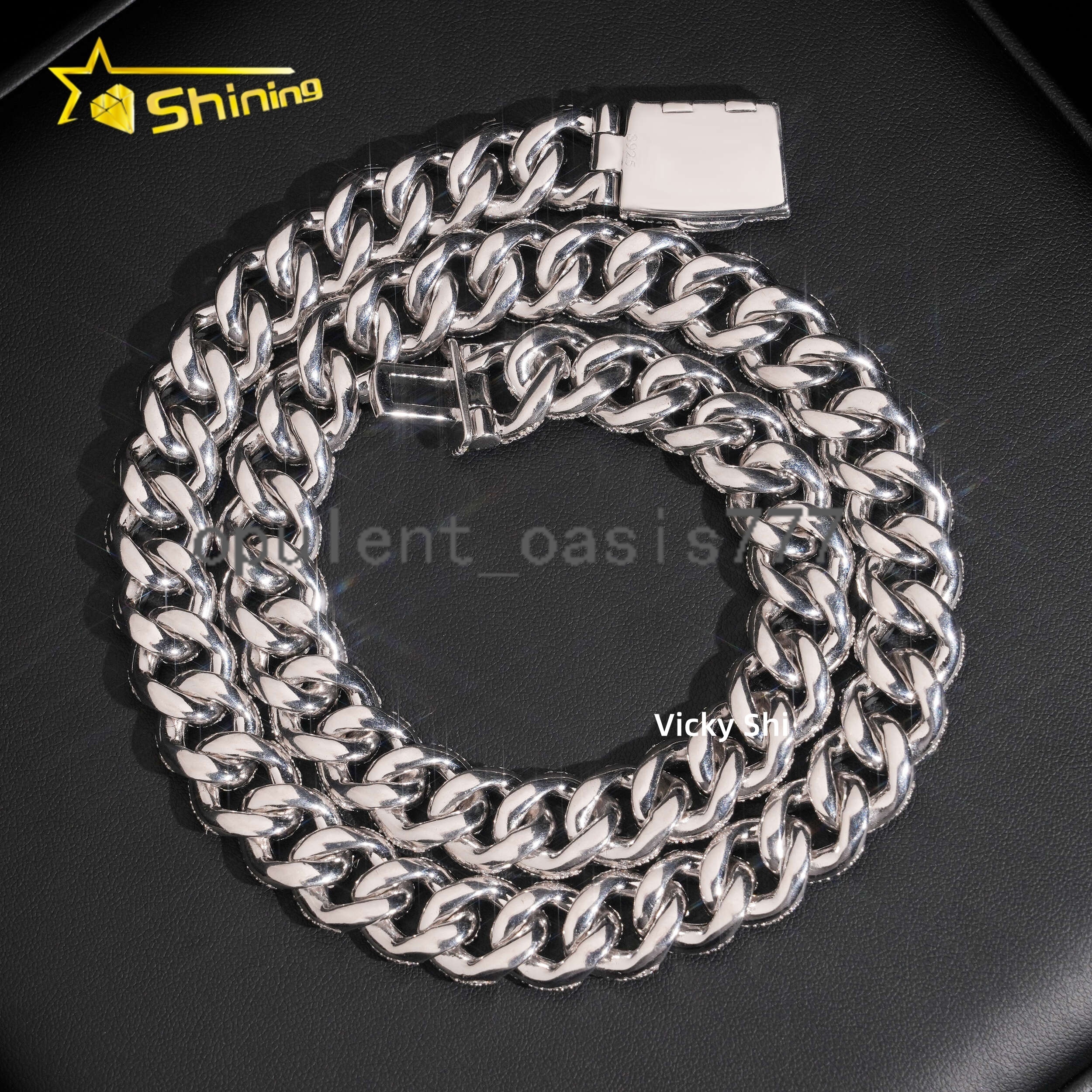 Hot Selling 14mm Mosaic Setting Cuban Link Moissanite Hip Hop Jewelry Custom Iced Out Moissanite Cuban Chain for Men