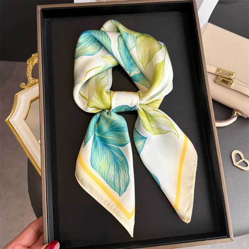 Design Floral Print Silk Square Scarf Women Soft Satin Kerchief Hairband Neckerchief Head Hijab Lady Headband Foulard Bag Ribbon Z260330