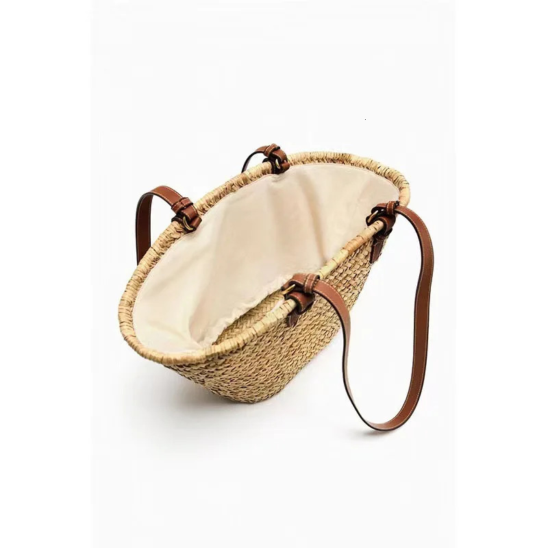 Straw Woven Tote Bags Large Capacity Handbags Summer Casual Beach Women Shoulder Simple Style Shopping260316