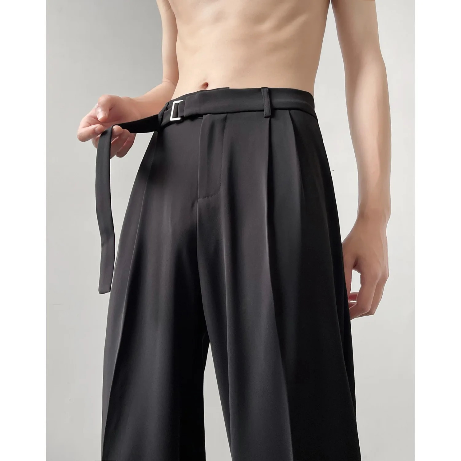 Retro High-end Belt n Straight-down Trousers Mens Trendy Loose Wide-leg Casual Pants Original s Jeans 260327