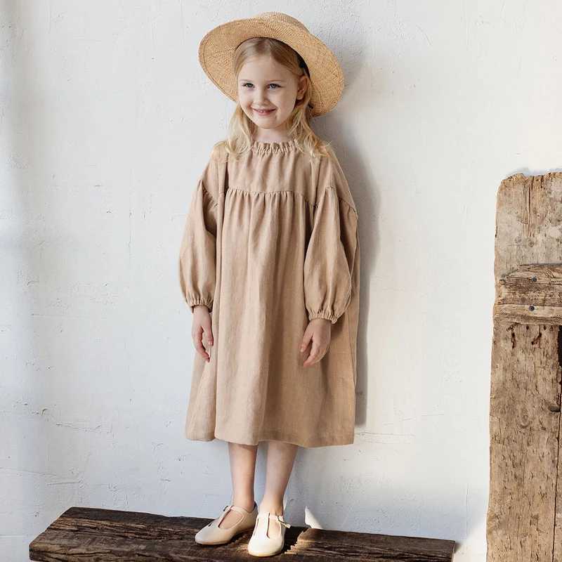Pastoral Retro Long-Sleeve Girls Cotton And Linen Dress Autumn New Baby Girl Casual Loose Lantern Sleeve Princess Dresses TZ150T260330