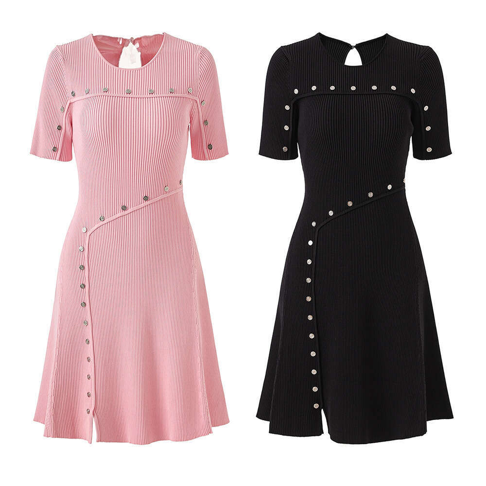 2026 spring/summer designer French A10 niche elegant sweet slim irregular hollow knit dress trend
