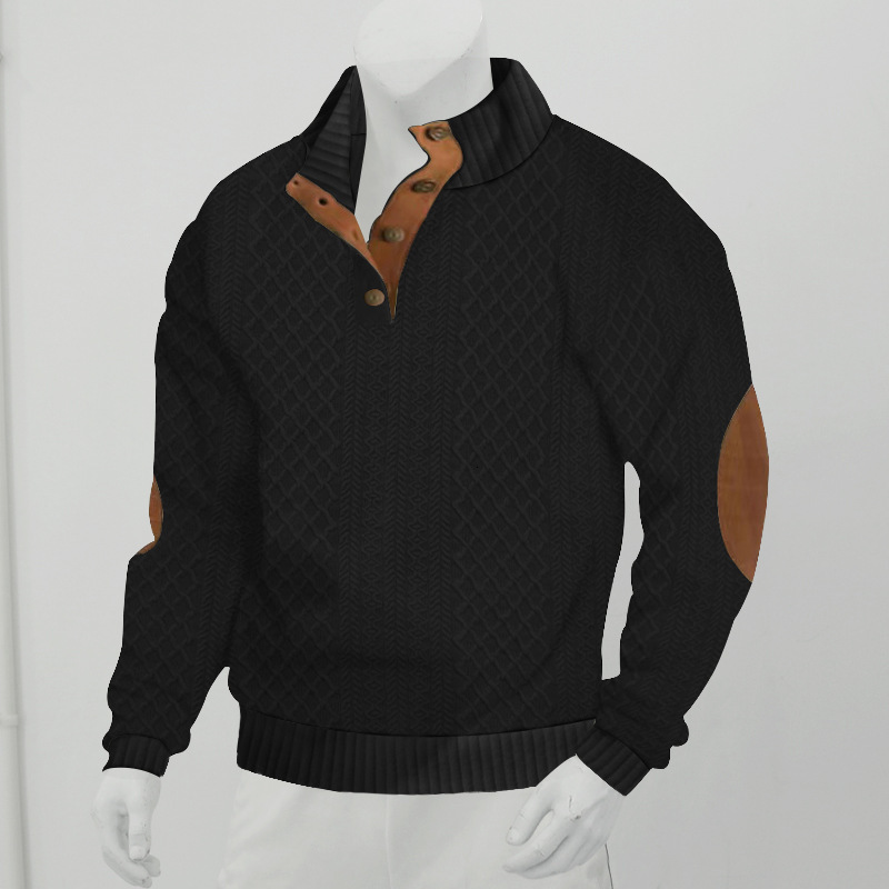 Casual Outdoor Men's Sweatshirts with Unique Jacquard Pattern & Stylish Stand Collars