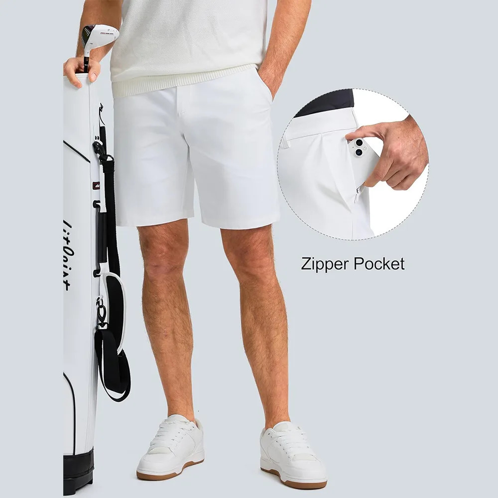 Shapershark Mens Casual Shorts Business Golf Pants Breathable Relaxed Fit with Quick-Zip Pocket n Solid Color Shorts 260327