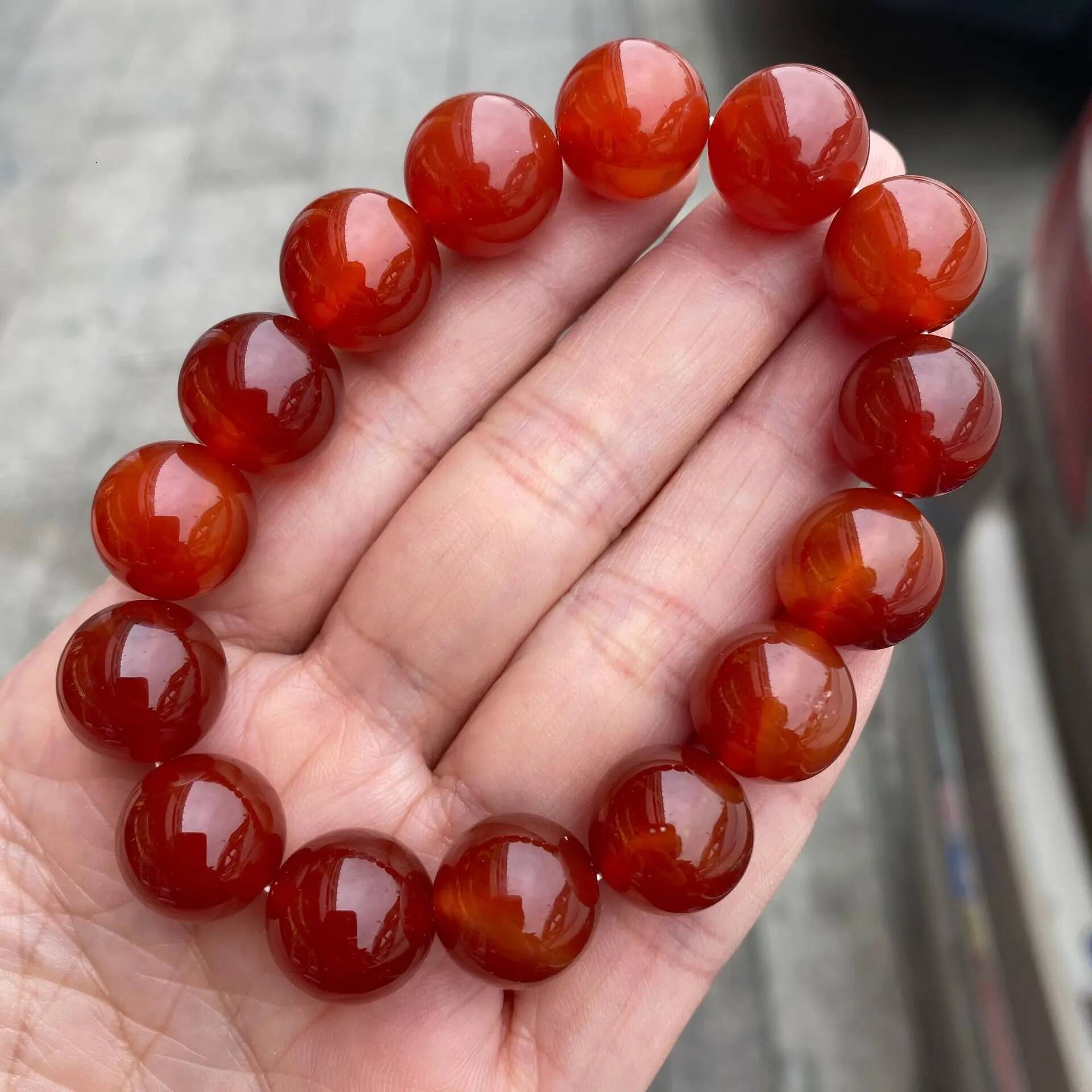 Carnelian Beaded Natural Red Agate Onyx Stone Beads Stretch Bracelets Yoga Healing Women Men Jewelry Gifts