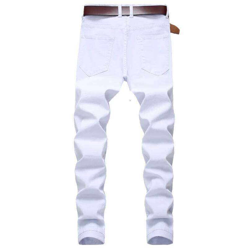 2026 Straight Hole Destruction Distressed Jeans Men Denim Trousers Fashion Designer Brand White Pants Asian Size 29-42. 26Y0330