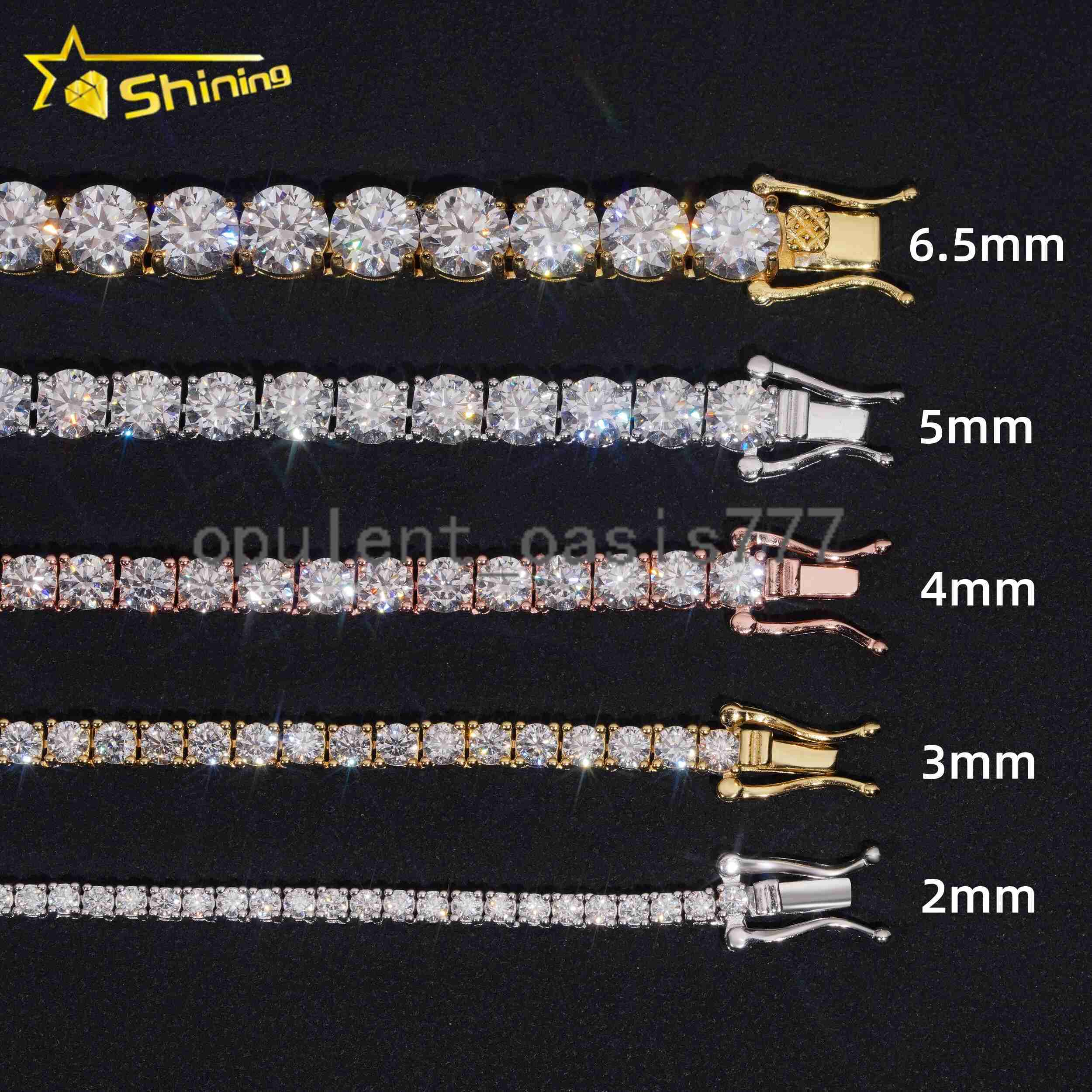 Large Stock Fine Jewelry Men Women Moissanite Tennis Bracelet Hip Hop Iced Out 925 Silver Moissanite Tennis Chain Ready to Ship