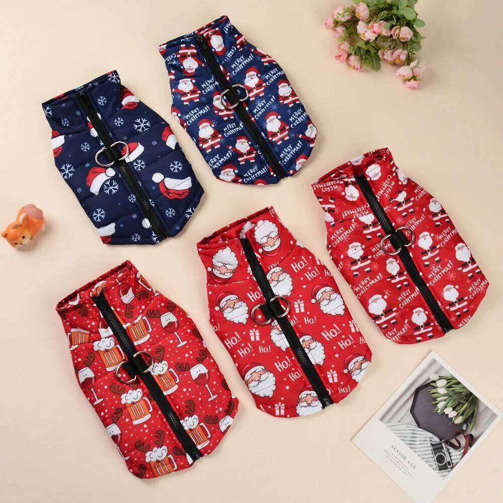 Santa Claus Pet Dog Jacket Coat For Small Medium Dogs Cats Winter Warm Fleece with Zipper Chihuahua Bulldog Clothing