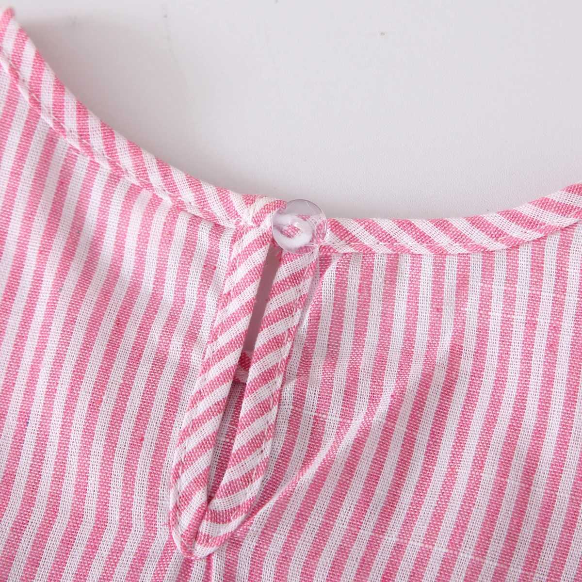 Summer New Childrens Clothing Fashion Pink White Striped Bow Tie Vest Dress Korean Version Girls Casual DressesT260330