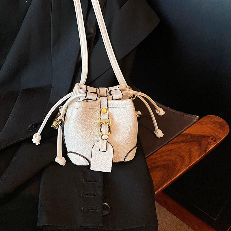 Free Shipping High Value Mini Bucket Bag for Women Pebbled Leather Drawstring Crossbody Purse