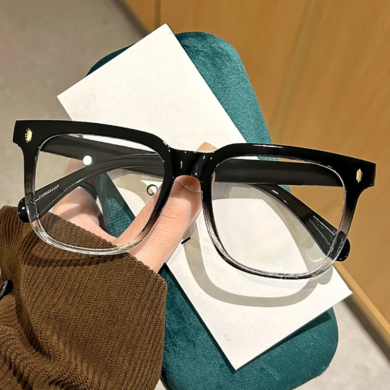 Transparent Glasses Square for Students with Myopia Male Female Flat Light Large Round Face Anti Blue Frame 260317
