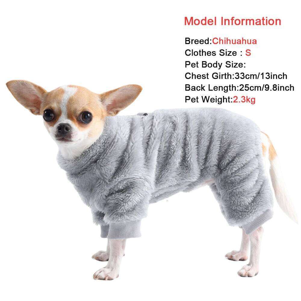 Pet Dog Jumpsuit for Small Medium Dogs Winter Warm Fleece Puppy Jacket with D-ring Soft Cozy Costume Pug French Bulldog Clothing