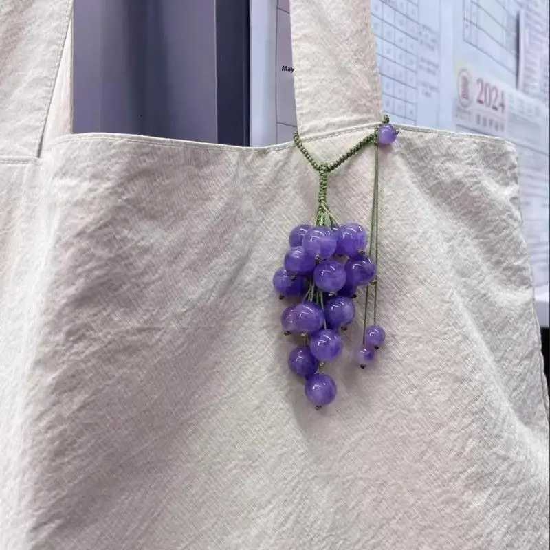 1-Pcs Handmade Grape Keychain - Summer Boho Bag Charm Small Fresh Fruit Pendant Womens Bag DecorationCC88 Z260330