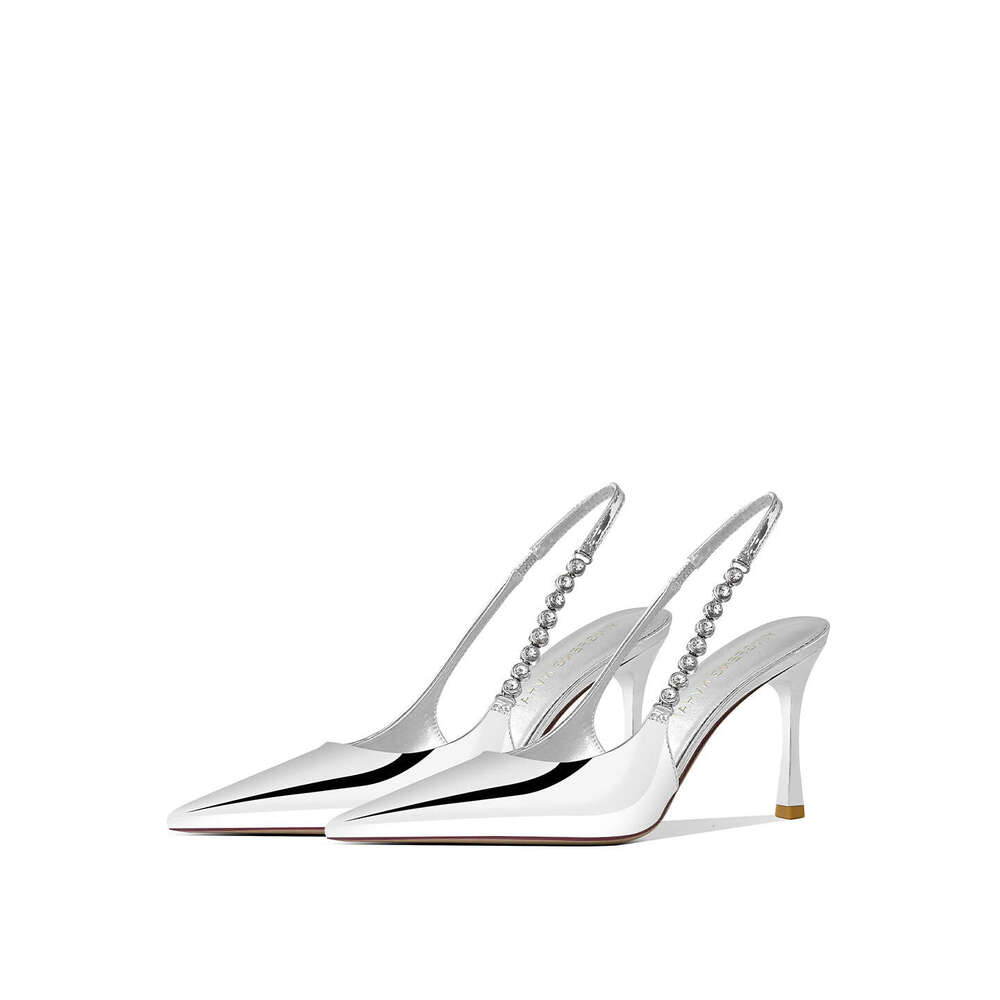 Women In Silver Rhinestone Backless High Heels Closed Toe Stiletto Sexy Ins Style Stunning Versatile Women S Sandals