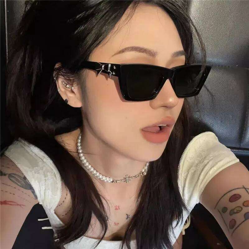 Korea Bow Square Women INS Street Shot Sunshade Dustproof Windproof Riding Glasses UV400 Sunglasses Men 26Y0330
