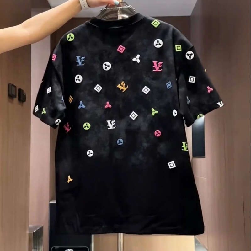 Summer New Trendy Brand Tie-Dye Print Round Neck Short T-Shirt Men's Fashion Versatile Casual Half Sleeve Top European Style
