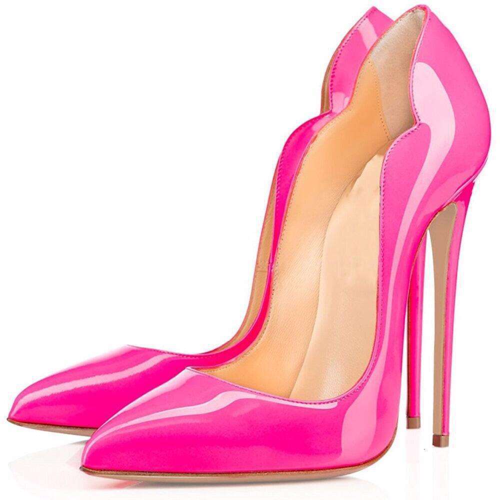 Women 12CM black leather high heels for women, stiletto heel, pointed toe, shallow cut, party solid color single shoes, large size wedding shoes