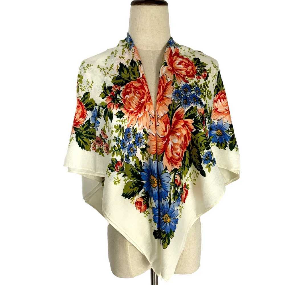 Russian Style Floral Print Square Scarf Wen Luxury Flower Printed Shawls and Wraps Lady Bandana Travel Sunshade Shawl Bufanda X260328