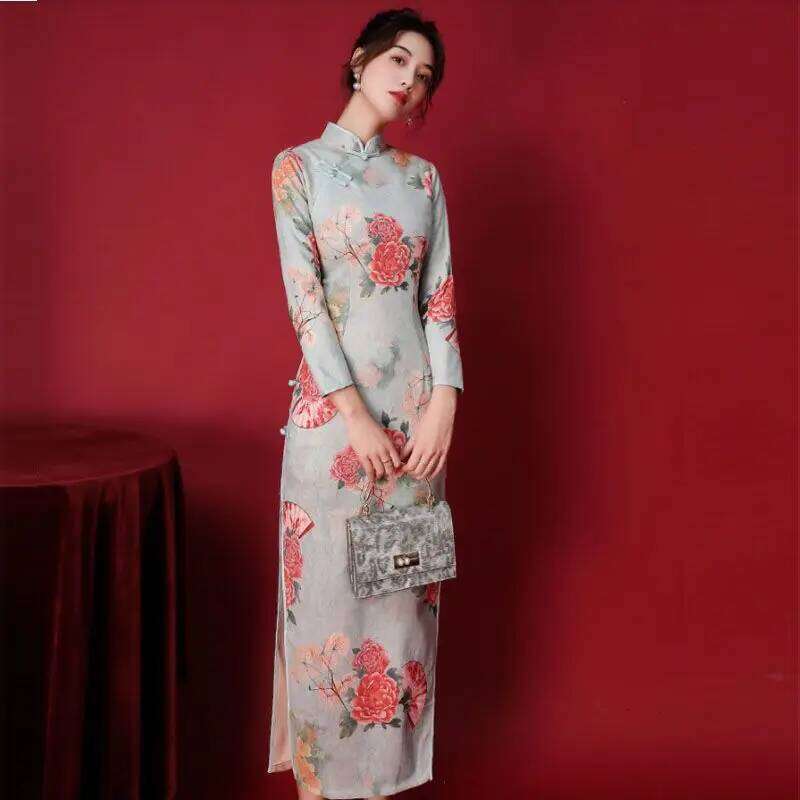 Chinese Style Women's Cheongsams Improved New Qipao Dress For Spring Autumn MAKOUFEI