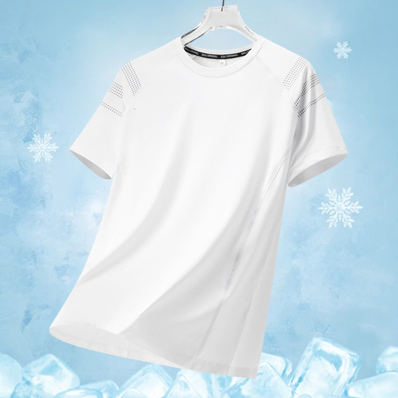 L-8XL Ice Silk Quick-Dry Short-Sleeve Men's T-Shirt, Loose Fit Half-Sleeve Shirt, Sports Fitness Wear, Plus Size T-Shirt for Men