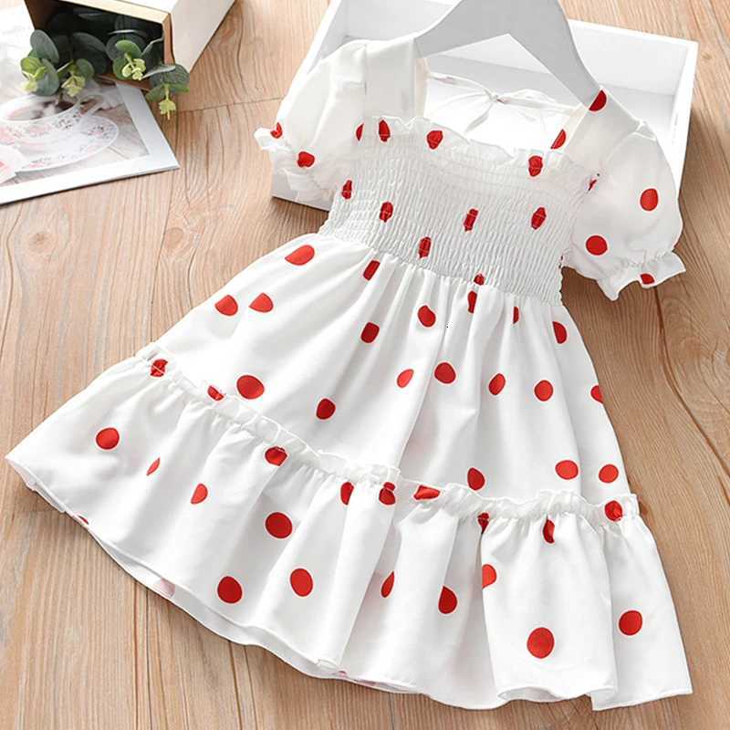 2025 New Baby Summer Dresses Girls Sweet Lace Chiffon Polka Dot Dress Little Girl Chiffon Short Sleeve Dress For Kids ClothesT260330