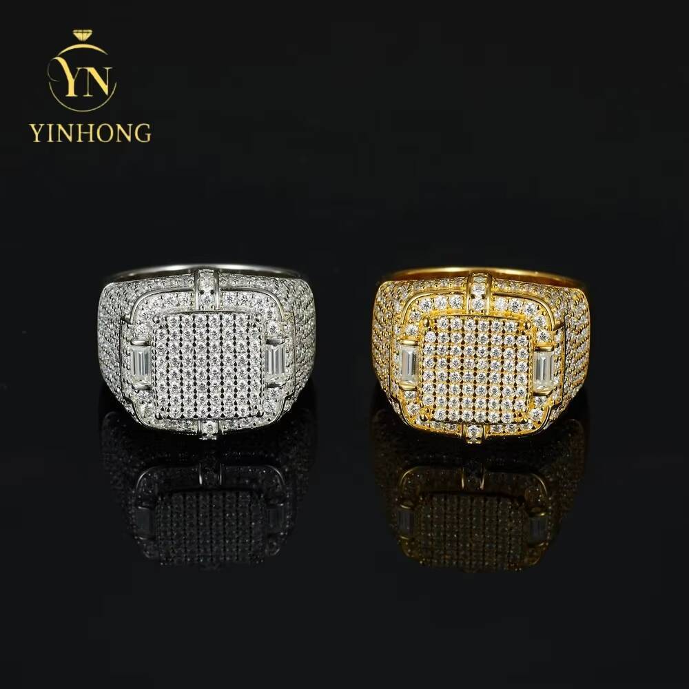 Hot Sale Multiple Choice Custom Hip Hop Men Ring Vvs Moissanite 925 Sterling Silver Rings Diamond Jewelry Ring for Men