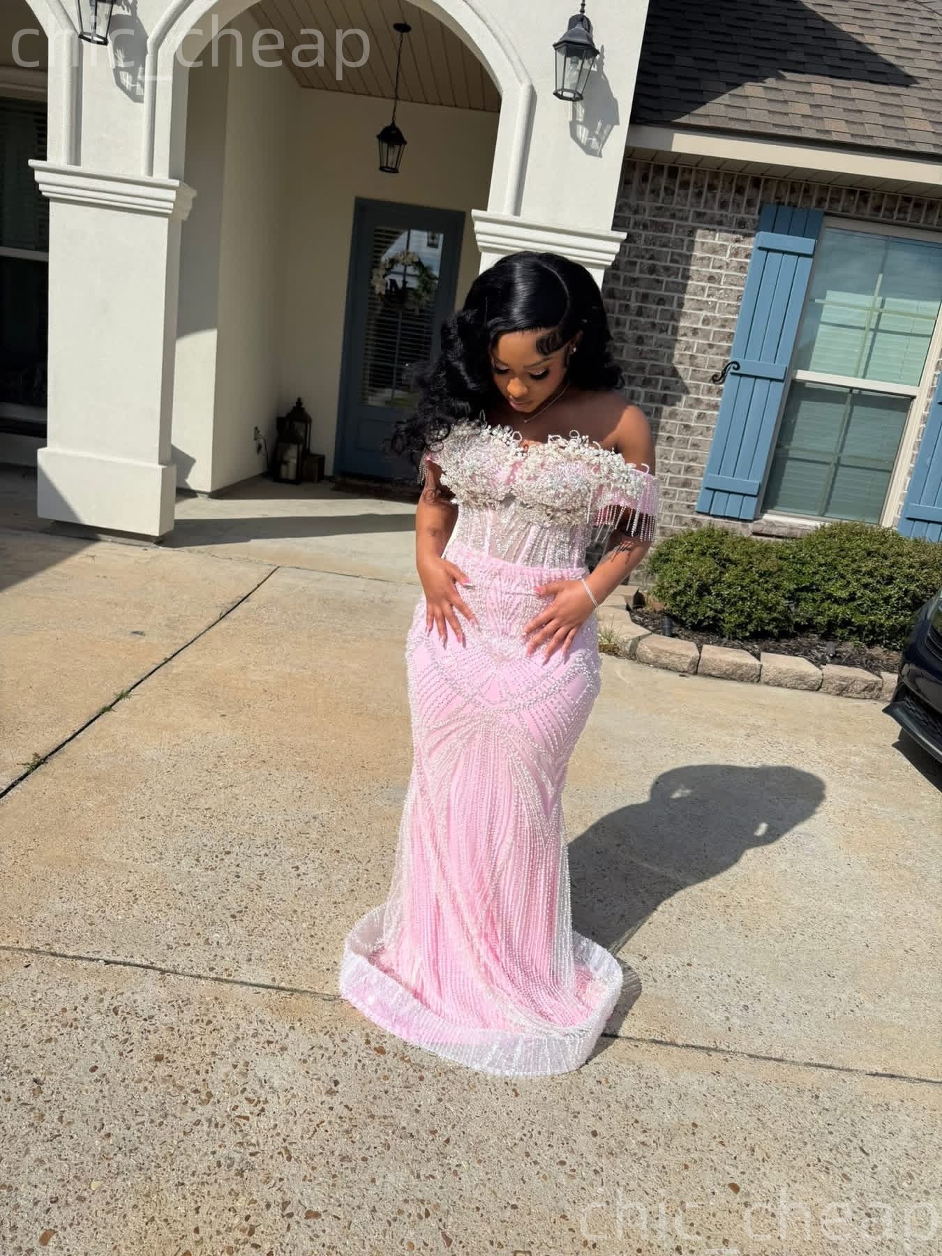2k26 Pearl Pink Prom Dress 2026 Mermaid Beaded Pearls Sequined Vintage Evening Dress Sequined Birthday Formal Women Pageant Dinner Party Gowns Dresses