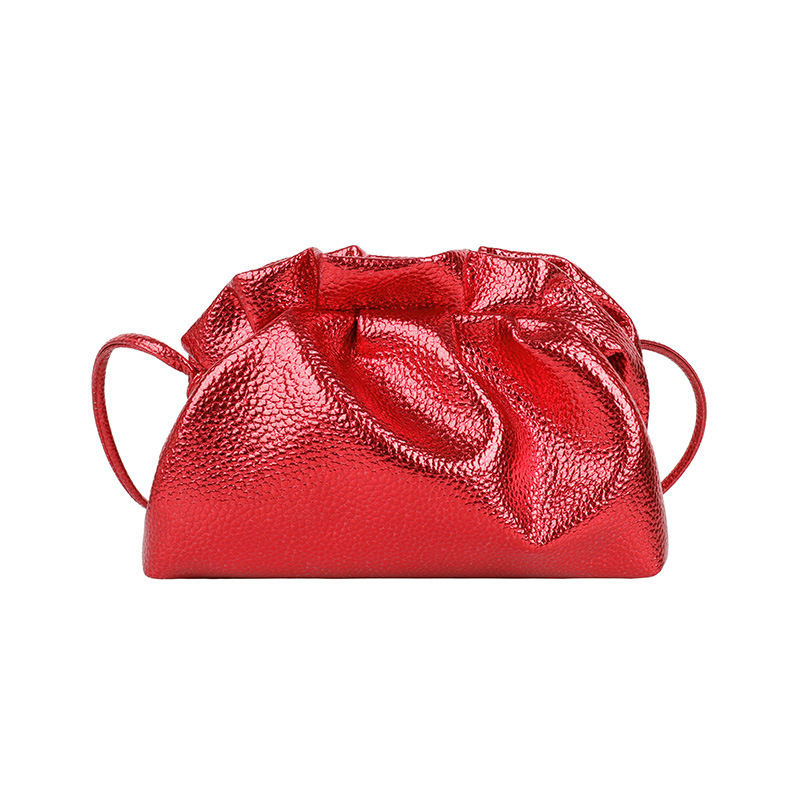Free Shipping High Value Metallic Drawstring Bag for Women Shiny Evening Clutch Mini Crossbody Purse with 6 Colors
