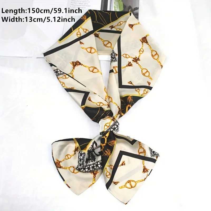 New Women Silk Feel Printed Design Scarf Shawl Fashion Luxury Long Narrow Small Silk Scarves Ladies Headband Headscarve Z260330