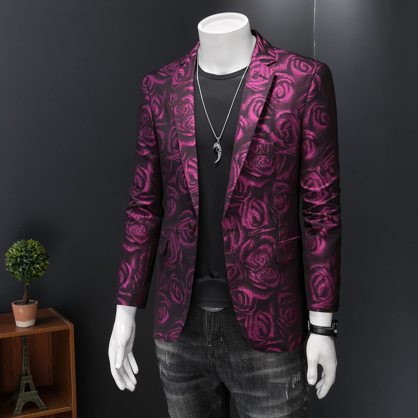 High-quality men's party, wedding, business and casual suit jacket, slim-fit Korean version single western-style shirt