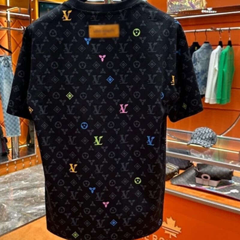 luxury Summer New Letter Print Patch Round Neck High-end Fashion Versatile Short Sleeve Top Unisex