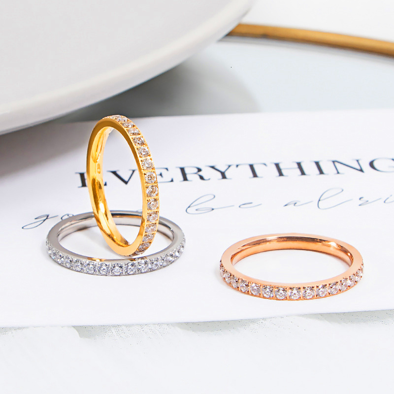 Ring Diamond Full Circle Titanium Steel Inlaid Zircon Ring Couple Starry Sky Ring For Women Jewelry Ring