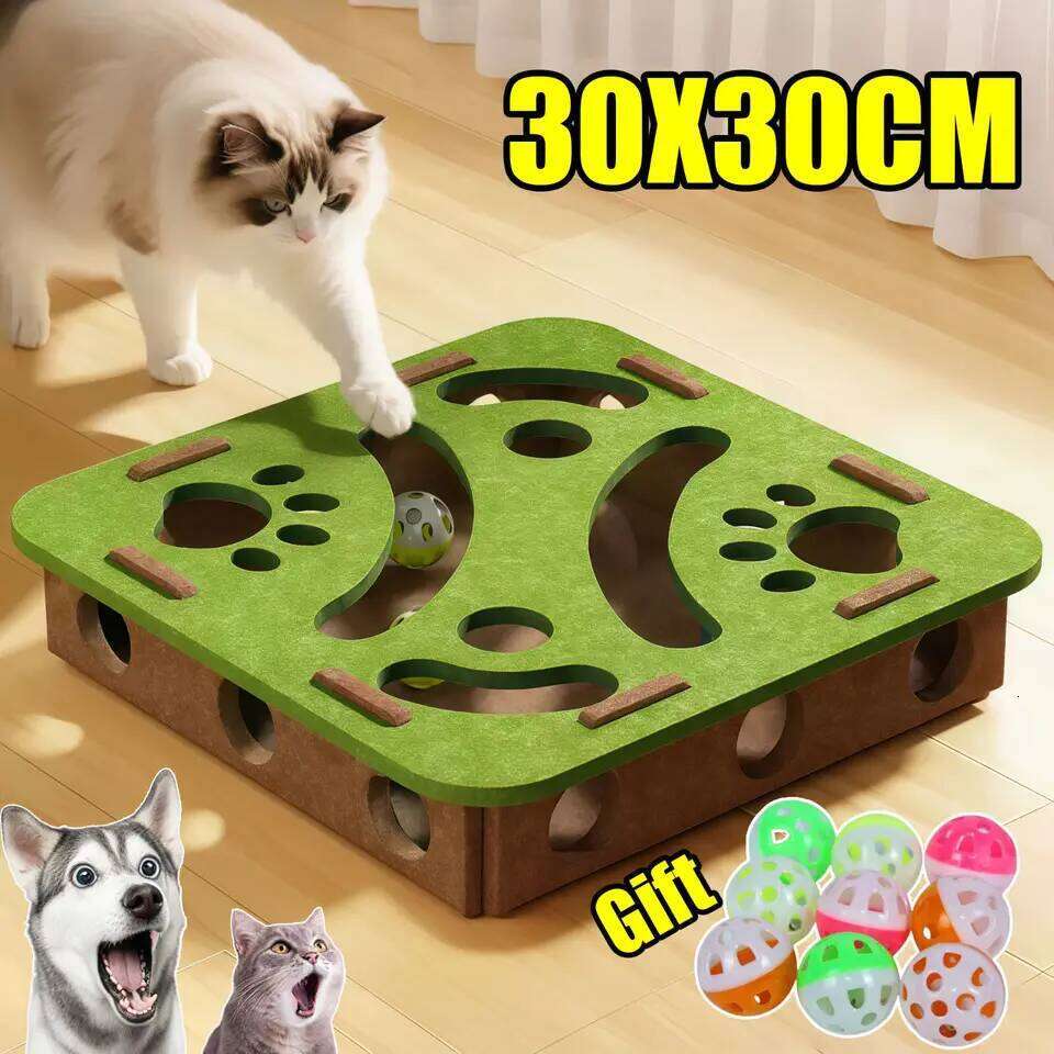 Interactive Felt Puzzle Box Exercise Toy With Ball Indoor Sports Entertainment Hunting Cat Scratching Toys
