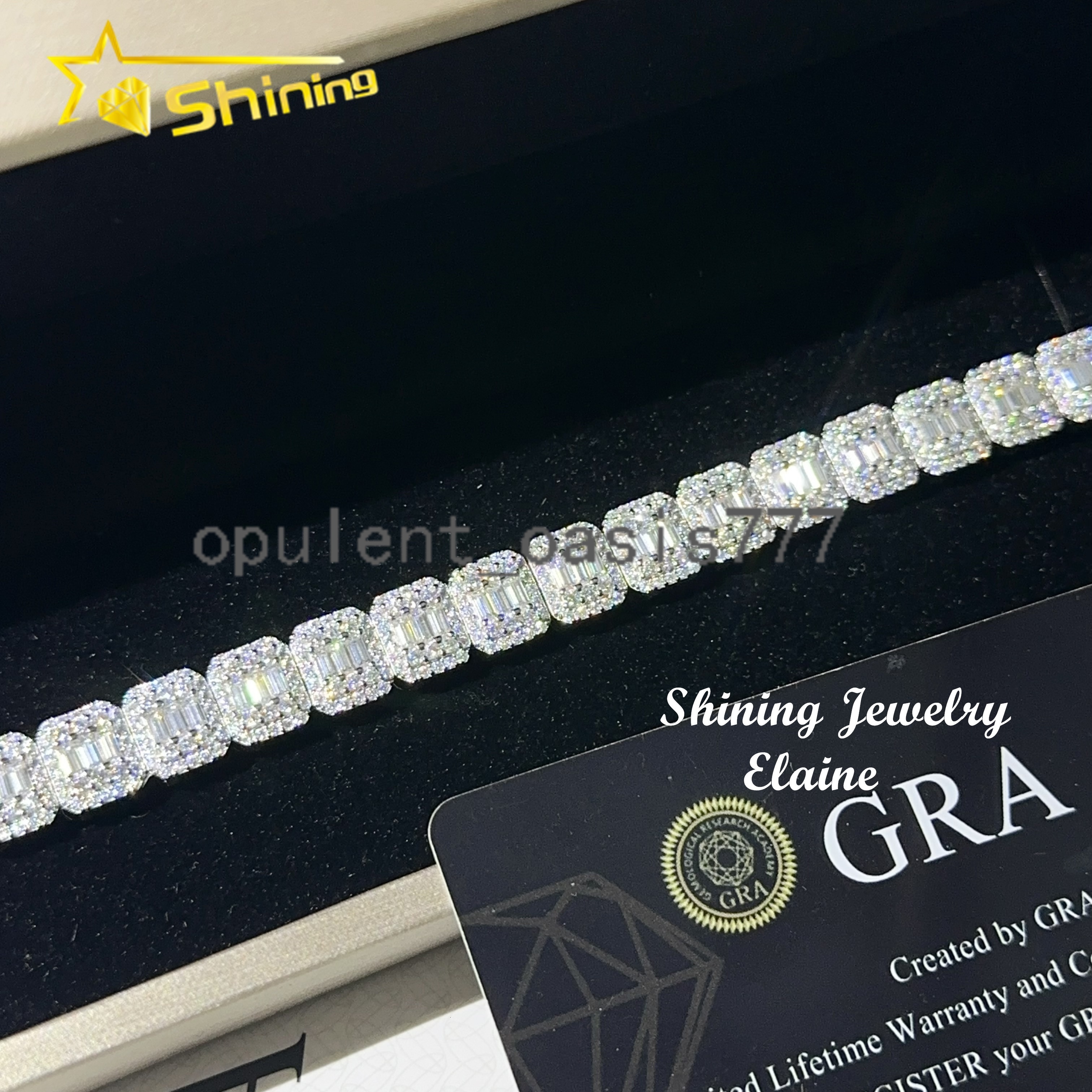 Sterling Silver 925 Iced Out Diamond Ready to Ship Bracelet Vvs Moissanite Hip Hop Jewelry Tennis Bracelet