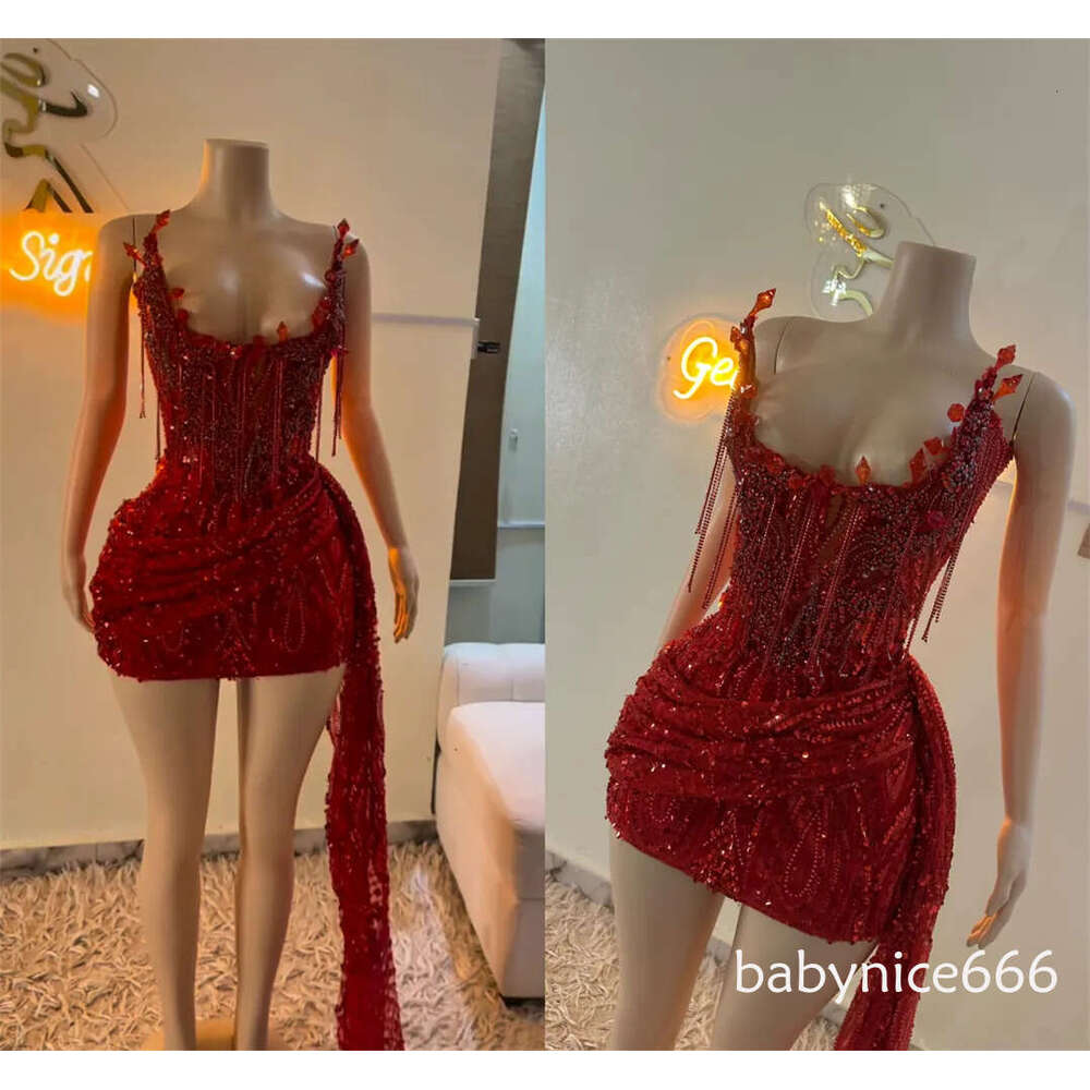 Luxury Short Red Prom 2026 Beading Gems Birthday Diamonds Cocktail Senior Homecoming Party Gowns Customized Evening Dress Lux M27
