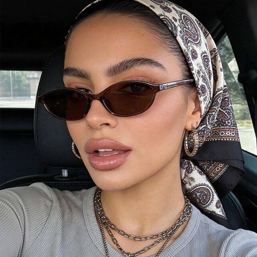 Sunglasses Fashion Oval Simple Literary Women Retro Small Frame Cat Eye Commuting Design Travel Sunglasses UV Visionice