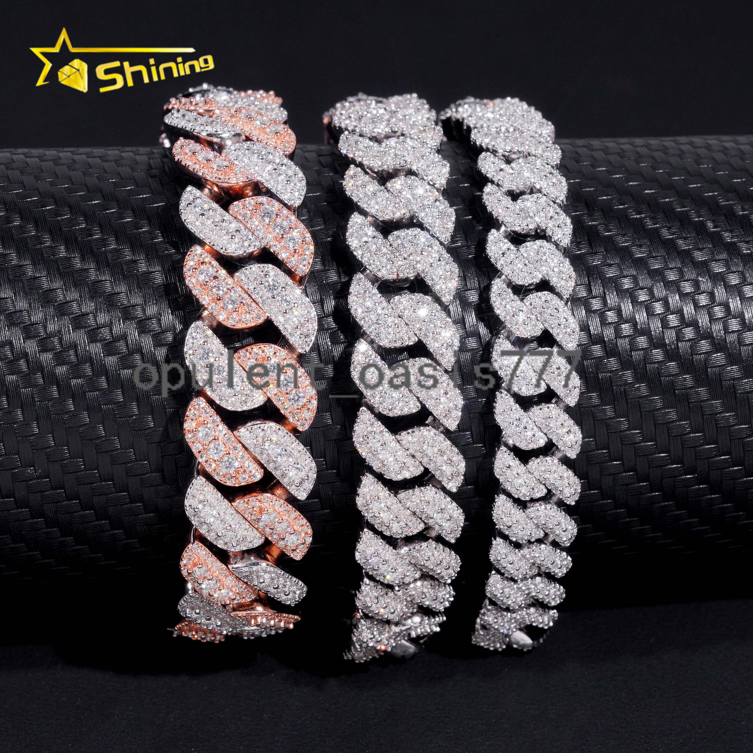 Wholesale Price 10mm 13mm 15mm Cuban Chain Silver 925 Iced Out Vvs Moissanite Diamond Hip Hop Jewelry Cuban Link Bracelet Men