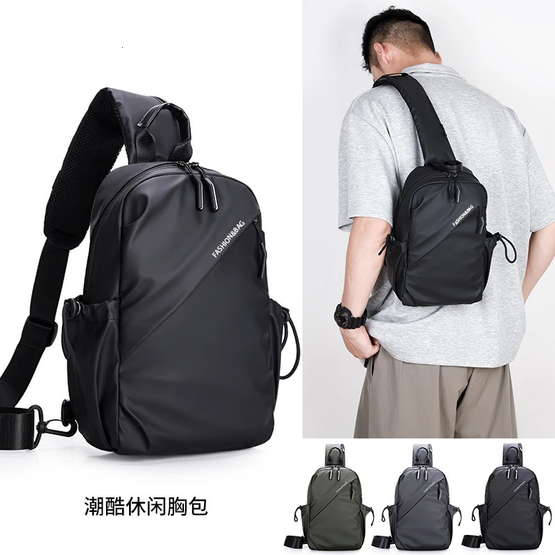 Men's shoulder sporty small men's trendy waterproof Oxford cloth bag, canvas backpack, crossbody bag