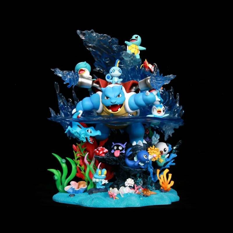 PokeMon Gk Figure Family Set Led Light Up Collectible Statue Charizard Blastoise Venusaur Desktop Decoration Gift For Anime Fans