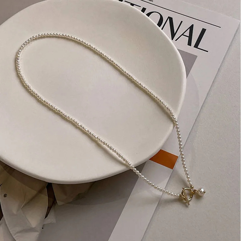 Minar Classic Natural Freshwater Pearl Beaded Necklace for Women 14K Real Gold Plated Copper Toggle Clasp Circle Strand Chokers 260327