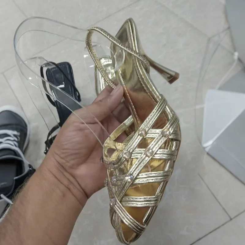 Premium Gold Slingback High Heels with Sparkling Rhinestones Perfect for Wedding Guest Party Evening Cocktail Formal Events Z260330